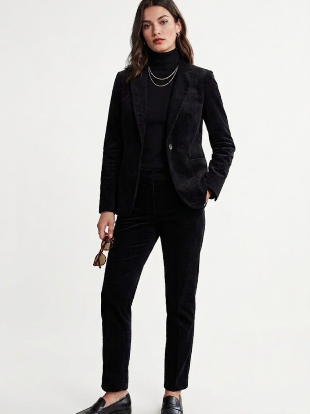Banana Republic NEW Preppy Black Corduroy 1-Button Office Blazer Jacket sz 6